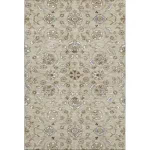 Photo of Beige Gray And Ivory Moroccan Washable Area Rug With UV Protection