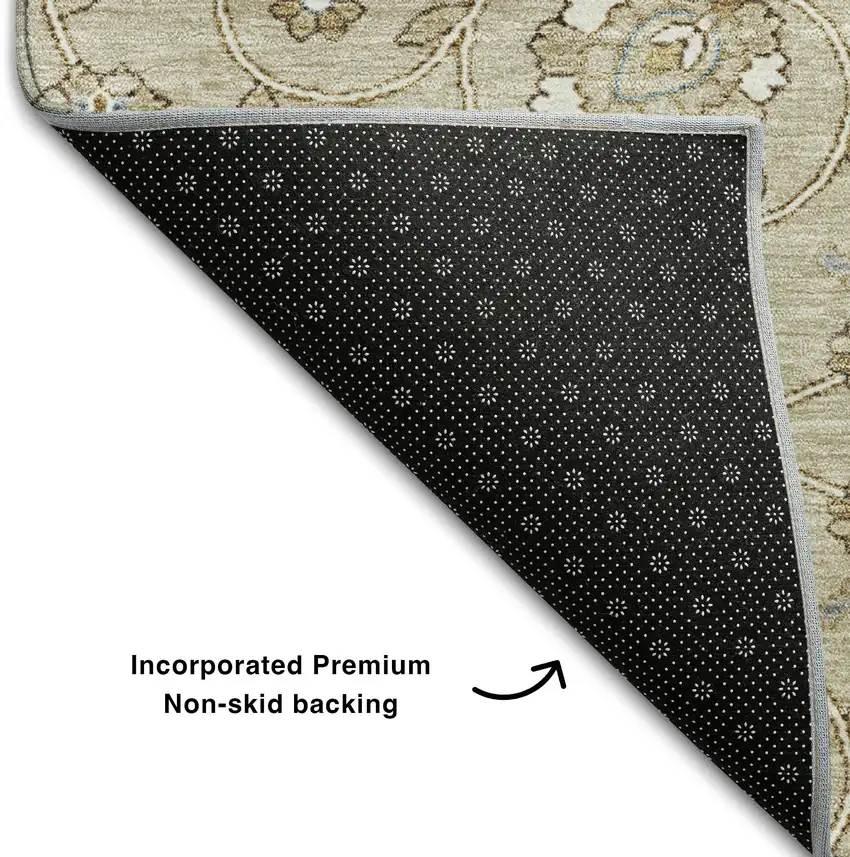 Beige Gray And Ivory Moroccan Washable Area Rug With UV Protection Photo 6