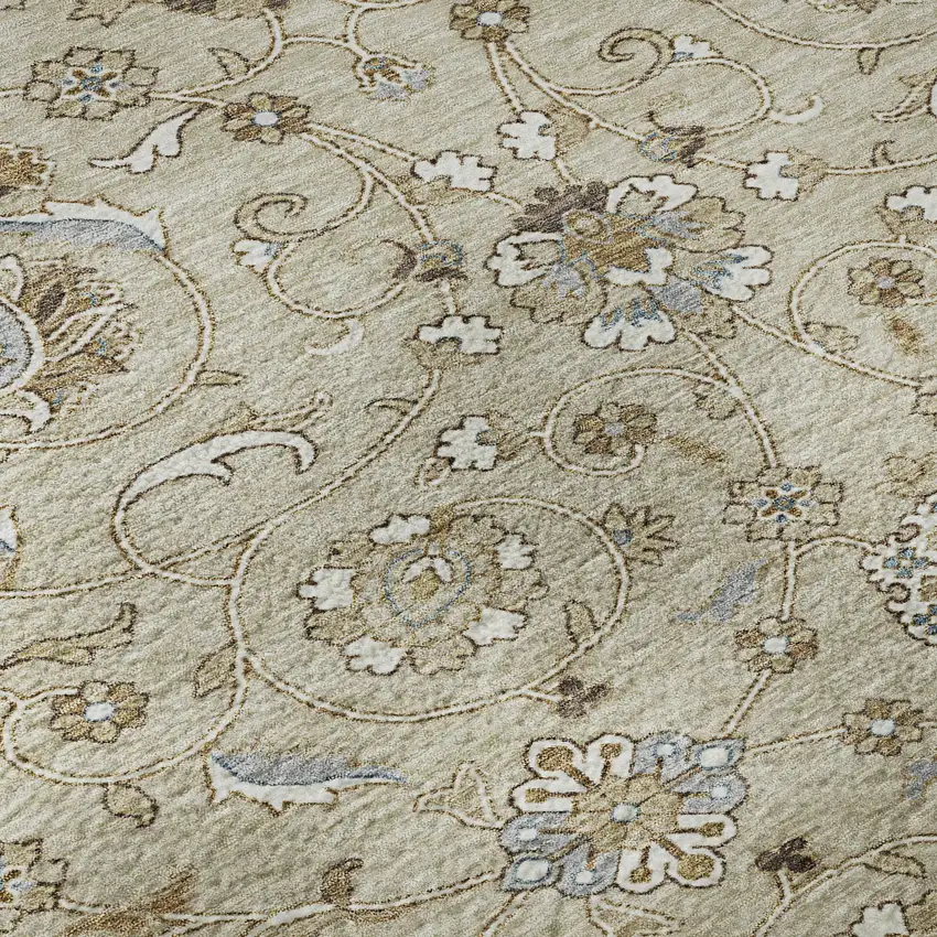 Beige Gray And Ivory Moroccan Washable Area Rug With UV Protection Photo 9