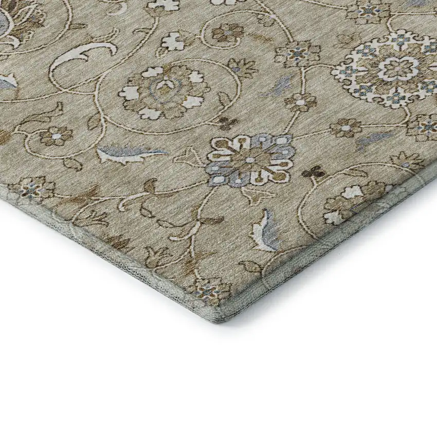 Beige Gray And Ivory Moroccan Washable Area Rug With UV Protection Photo 7