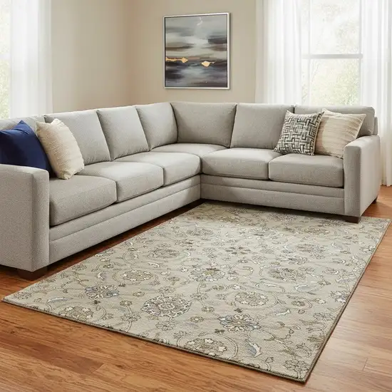 Beige Gray And Ivory Moroccan Washable Area Rug With UV Protection Photo 2