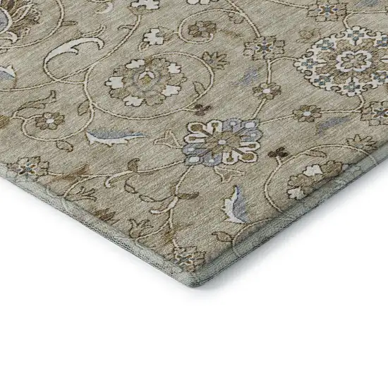 Beige Gray And Ivory Moroccan Washable Area Rug With UV Protection Photo 7