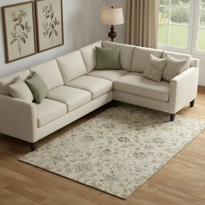 Beige Gray And Ivory Moroccan Washable Area Rug With UV Protection Photo 2