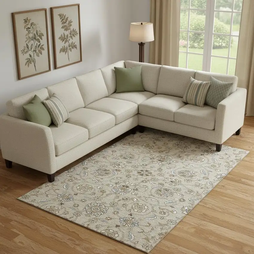 Beige Gray And Ivory Moroccan Washable Area Rug With UV Protection Photo 2