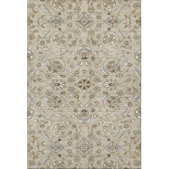 Beige Gray And Ivory Moroccan Washable Area Rug With UV Protection Photo 3