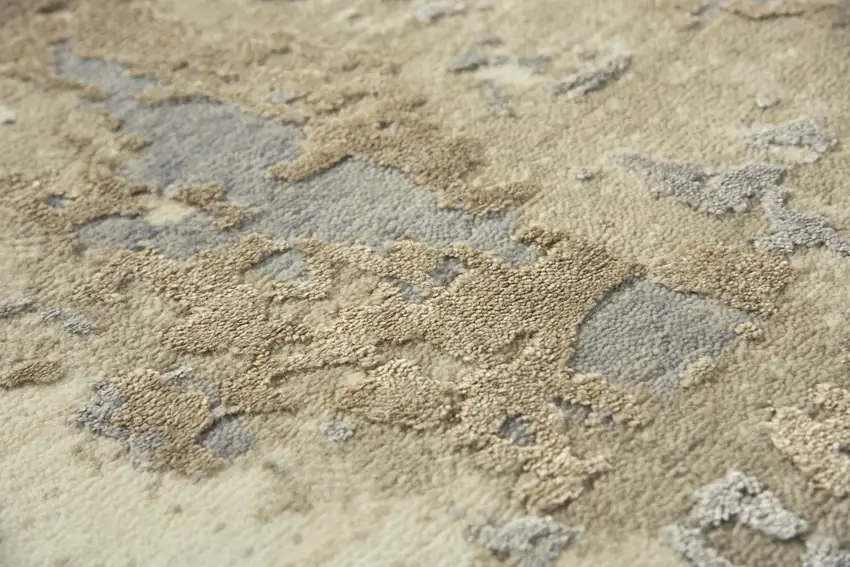 Beige Gray And Ivory New Zealand Lambs Wool Abstract Hand Carved Handmade Area Rug Photo 5