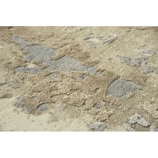 Beige Gray And Ivory New Zealand Lambs Wool Abstract Hand Carved Handmade Area Rug Photo 5