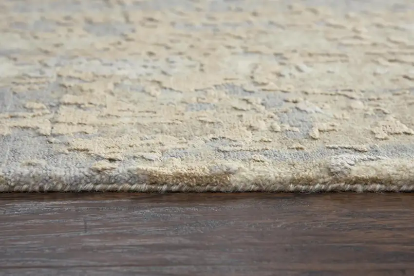 Beige Gray And Ivory New Zealand Lambs Wool Abstract Hand Carved Handmade Area Rug Photo 2