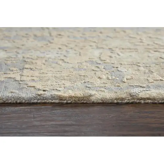 Beige Gray And Ivory New Zealand Lambs Wool Abstract Hand Carved Handmade Area Rug Photo 2