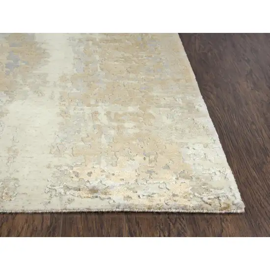 Beige Gray And Ivory New Zealand Lambs Wool Abstract Hand Carved Handmade Area Rug Photo 4