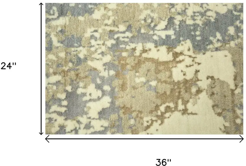 Beige Gray And Ivory New Zealand Lambs Wool Abstract Hand Carved Handmade Area Rug Photo 5