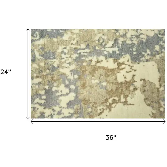 Beige Gray And Ivory New Zealand Lambs Wool Abstract Hand Carved Handmade Area Rug Photo 5