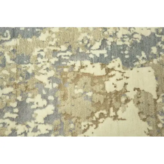Beige Gray And Ivory New Zealand Lambs Wool Abstract Hand Carved Handmade Area Rug Photo 1