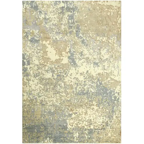 Beige Gray And Ivory New Zealand Lambs Wool Abstract Hand Carved Handmade Area Rug Photo 2