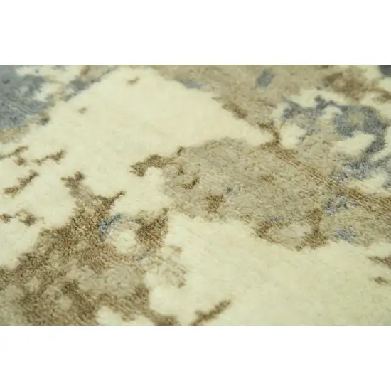 Beige Gray And Ivory New Zealand Lambs Wool Abstract Hand Carved Handmade Area Rug Photo 4