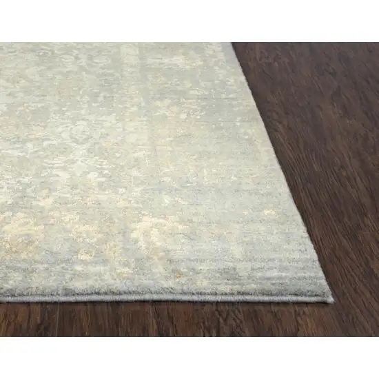 Beige Gray And Ivory New Zealand Lambs Wool Oriental Hand Carved Handmade Area Rug Photo 6