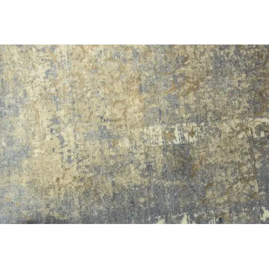 Beige Gray And Ivory New Zealand Lambs Wool Oriental Hand Carved Handmade Area Rug Photo 4