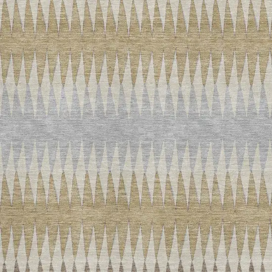 Beige Gray And Ivory Striped Washable Area Rug With UV Protection Photo 3