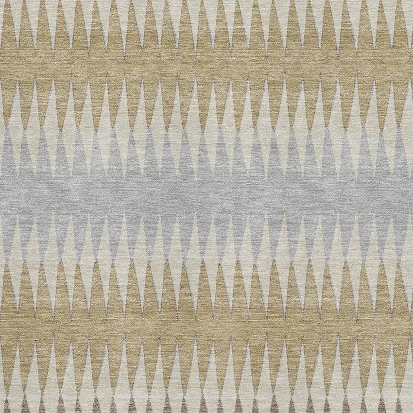 Beige Gray And Ivory Striped Washable Area Rug With UV Protection Photo 3