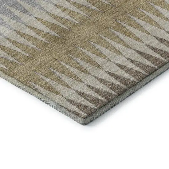Beige Gray And Ivory Striped Washable Area Rug With UV Protection Photo 8