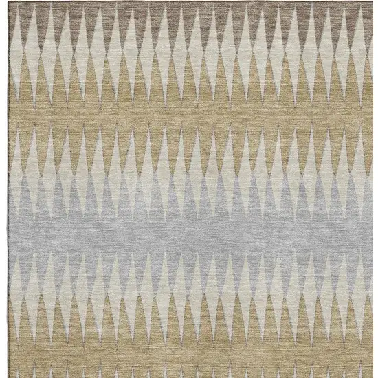 Beige Gray And Ivory Striped Washable Area Rug With UV Protection Photo 3