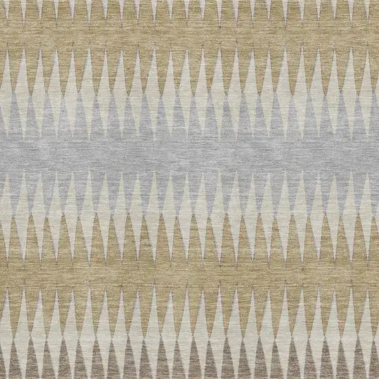 Beige Gray And Ivory Striped Washable Area Rug With UV Protection Photo 3