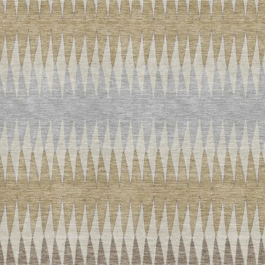 Beige Gray And Ivory Striped Washable Area Rug With UV Protection Photo 3