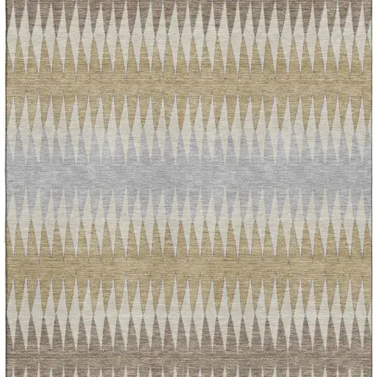 Beige Gray And Ivory Striped Washable Area Rug With UV Protection Photo 4