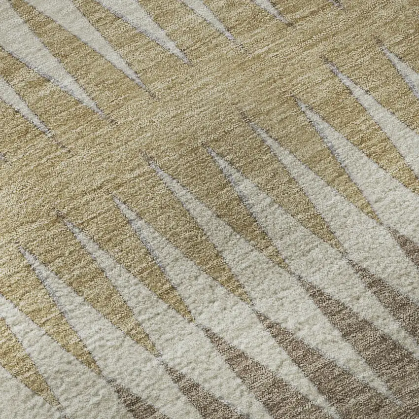 Beige Gray And Ivory Striped Washable Area Rug With UV Protection Photo 8