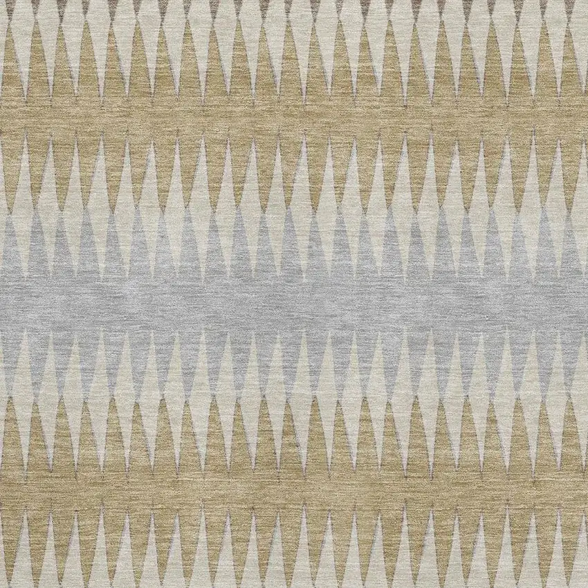 Beige Gray And Ivory Striped Washable Area Rug With UV Protection Photo 3