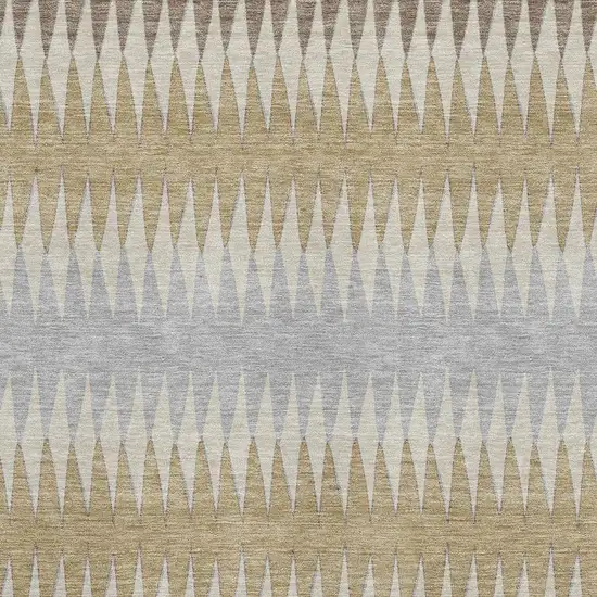 Beige Gray And Ivory Striped Washable Area Rug With UV Protection Photo 3