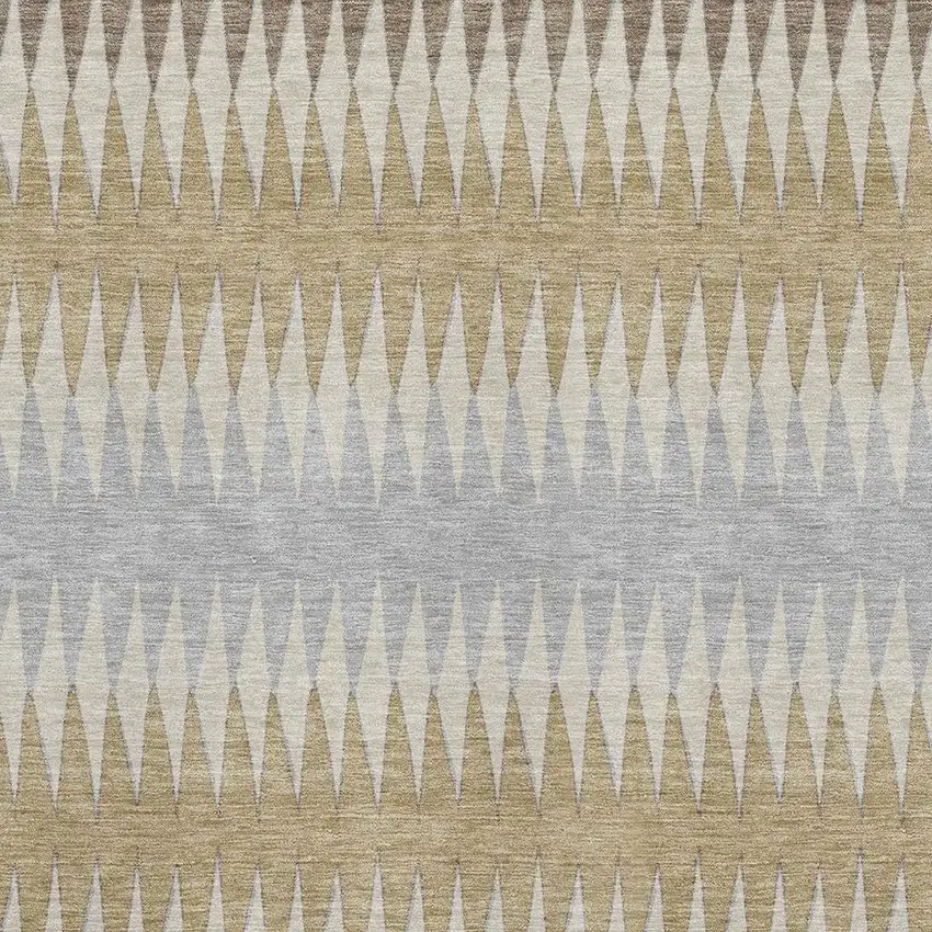 Beige Gray And Ivory Striped Washable Area Rug With UV Protection Photo 3