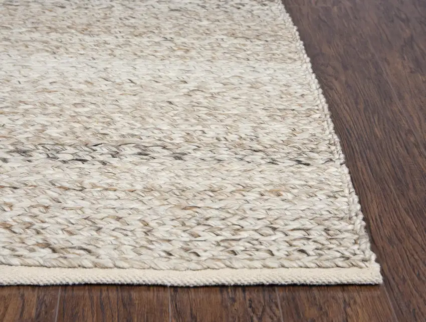 Beige Gray And Ivory Wool Hand Woven Area Rug Photo 2