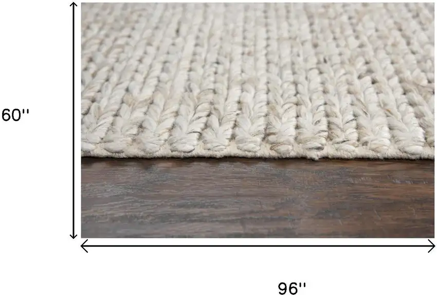 Beige Gray And Ivory Wool Hand Woven Area Rug Photo 5