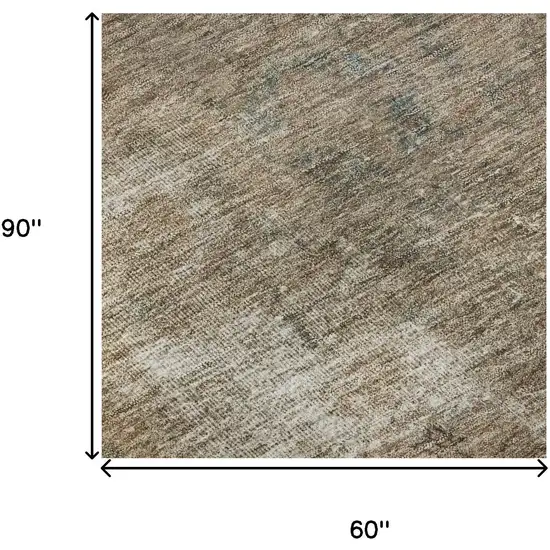 Beige Gray And Khaki Abstract Washable Area Rug With UV Protection Photo 9