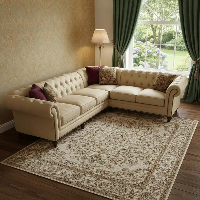 Beige Gray And Khaki Abstract Washable Area Rug With UV Protection Photo 1