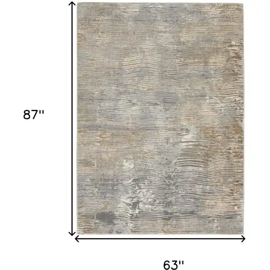 Beige Gray And Light Taupe Abstract Distressed Area Rug Photo 3