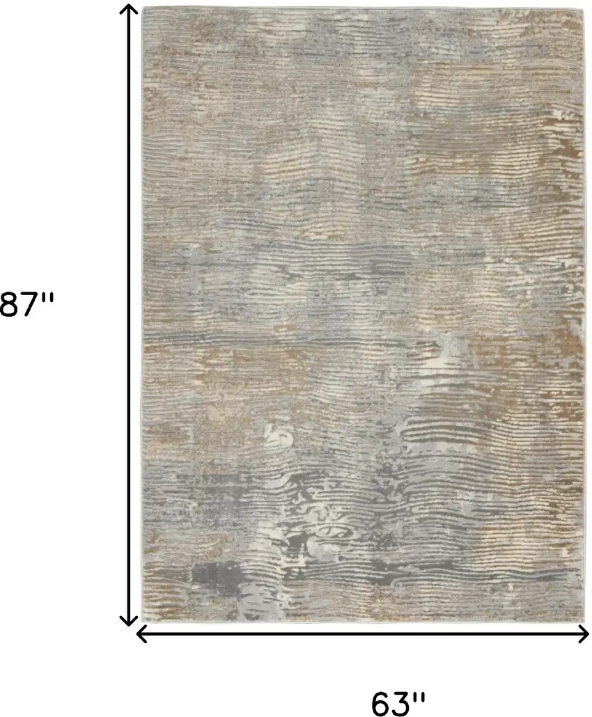 Beige Gray And Light Taupe Abstract Distressed Area Rug Photo 3