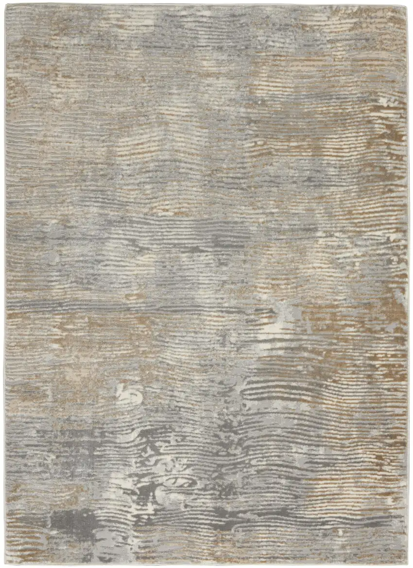 Beige Gray And Light Taupe Abstract Distressed Area Rug Photo 2