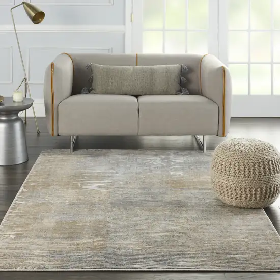 Beige Gray And Light Taupe Abstract Distressed Area Rug Photo 5