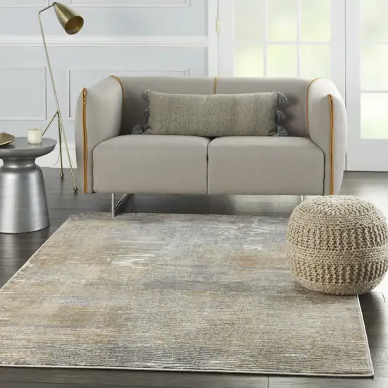 Beige Gray And Light Taupe Abstract Distressed Area Rug Photo 6