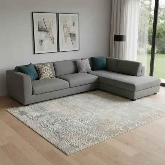 Beige Gray And Light Taupe Abstract Distressed Area Rug Photo 1