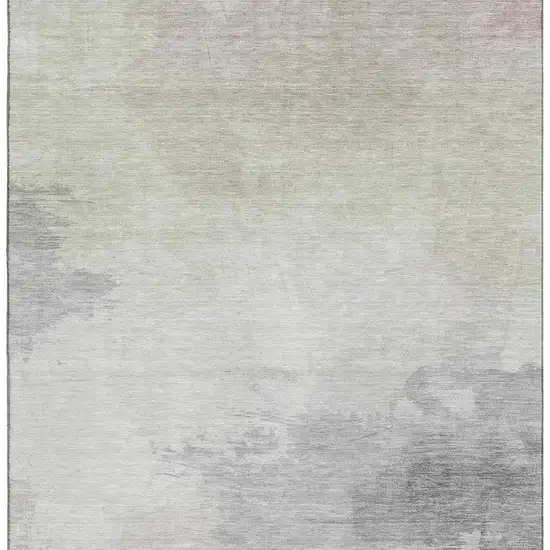 Beige Gray And Silver Abstract Washable Area Rug With UV Protection Photo 3