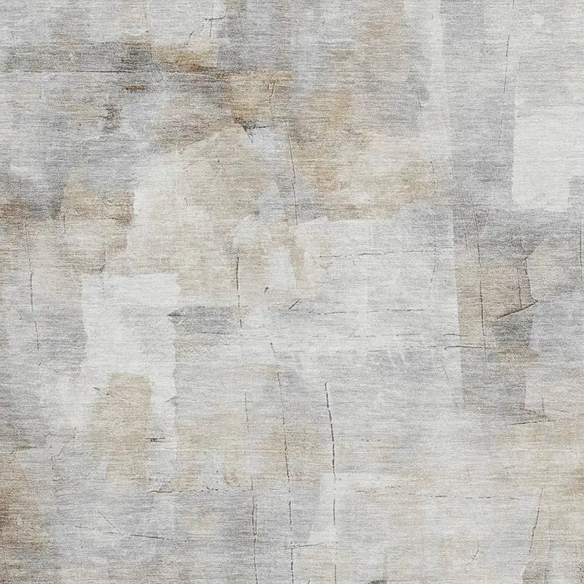 Beige Gray And Silver Abstract Washable Area Rug With UV Protection Photo 2