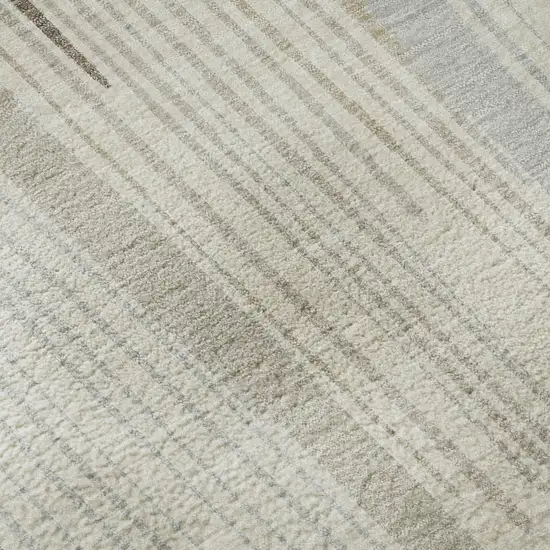 Beige Gray And Silver Geometric Washable Area Rug With UV Protection Photo 9