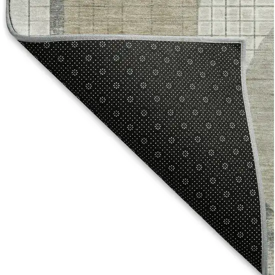 Beige Gray And Silver Geometric Washable Area Rug With UV Protection Photo 6