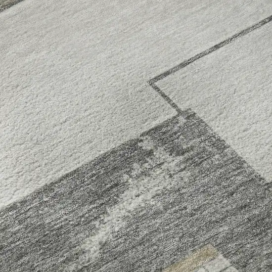 Beige Gray And Silver Geometric Washable Area Rug With UV Protection Photo 9