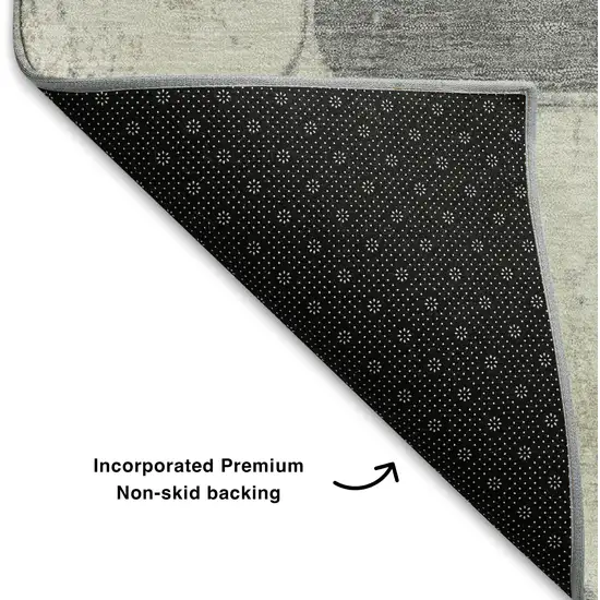 Beige Gray And Silver Geometric Washable Area Rug With UV Protection Photo 7