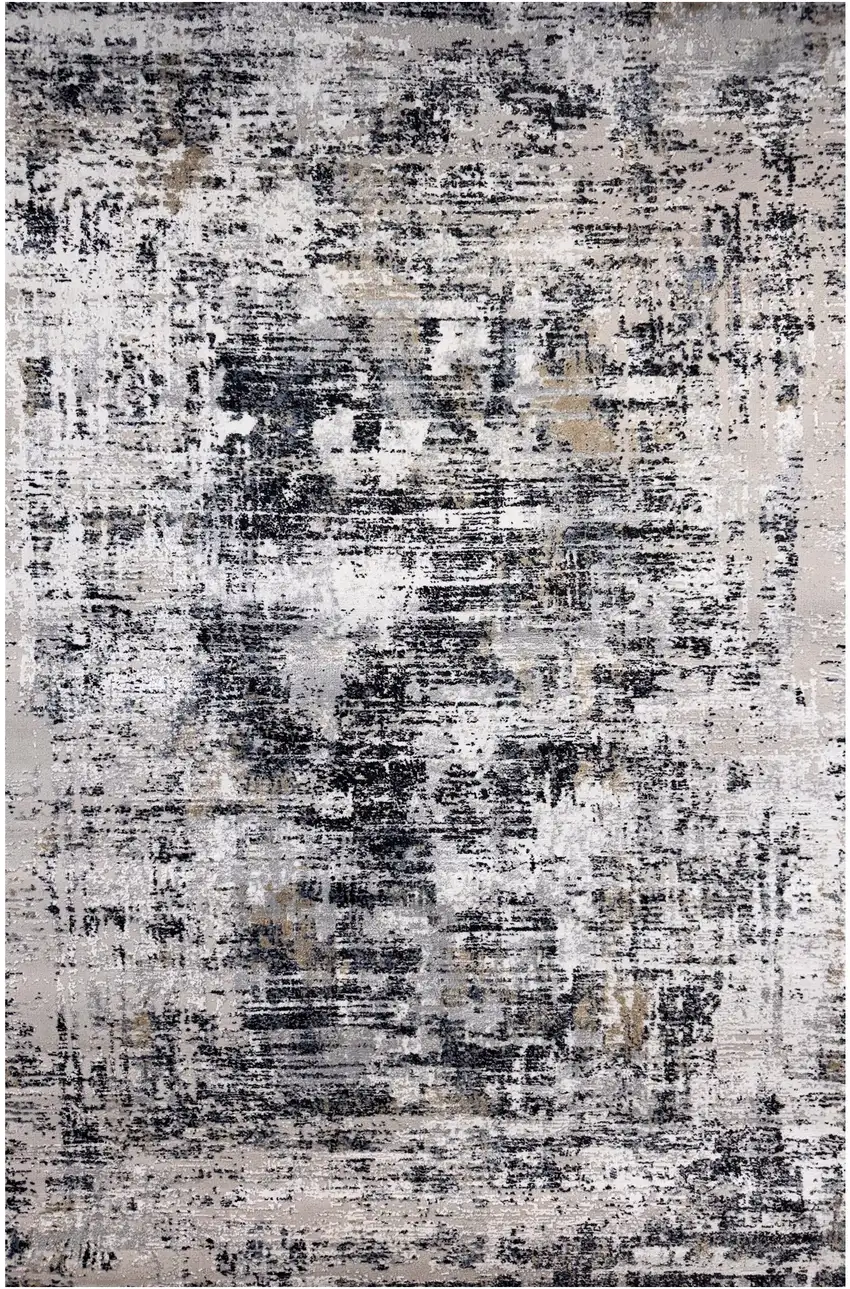 Beige Gray and White Abstract Area Rug Photo 4