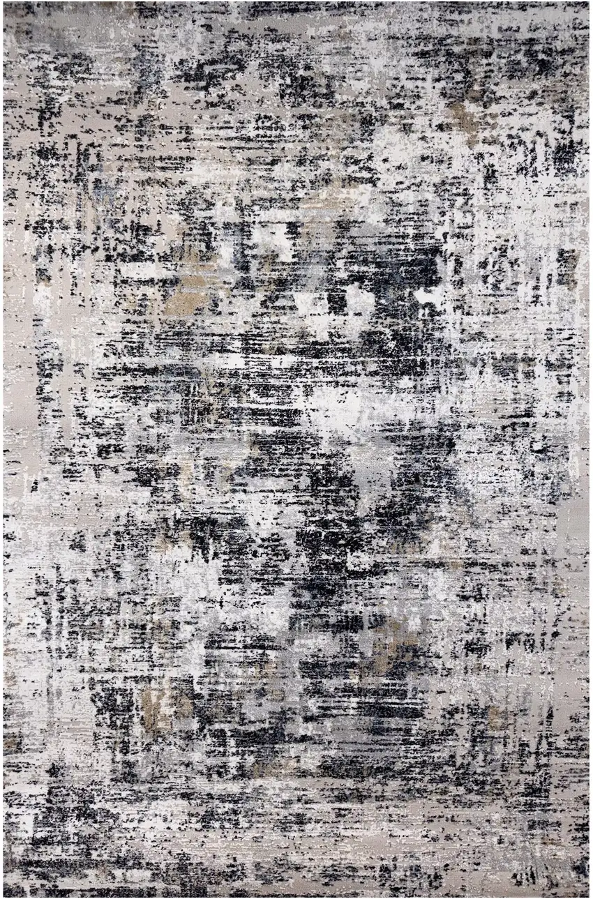 Beige Gray and White Abstract Area Rug Photo 1